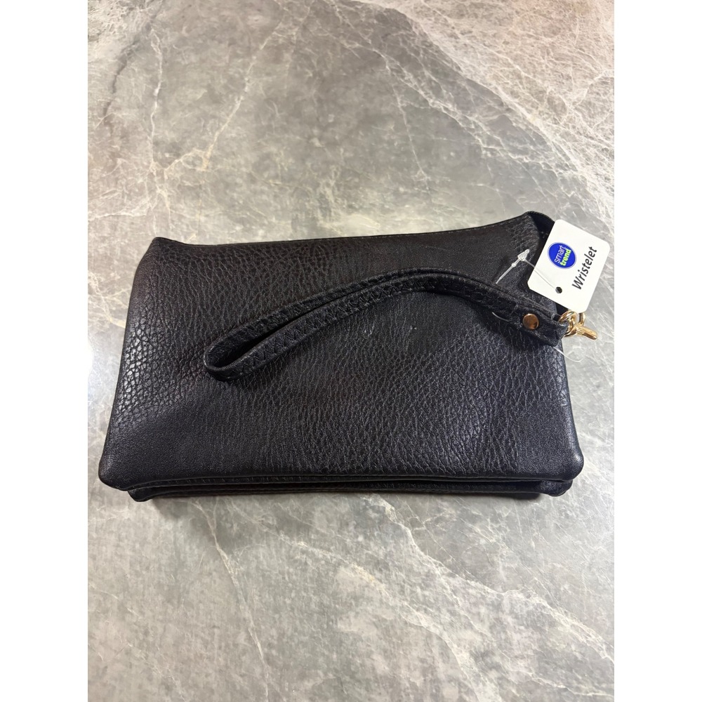 Smart Trend || Wristlet Crossbody || OS || Black Pebbled || Vegan Leather NEW